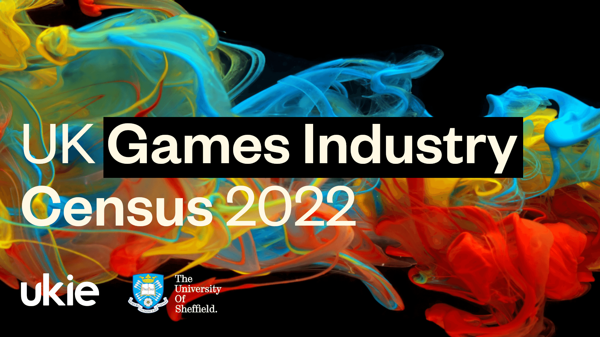 <img src="UK Games Industry Cenus Report_Mar 2022 Cover.png" alt="Cover image for the UK Games Industry Census 2022 Report with title, multi-coloured smoke and relevant logos of organisations involved in project such as Ukie and University of Sheffield">